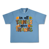Pebble Blue In all things give thanks Urban Heavy Tee - NancyCooperArtShop