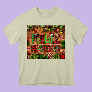 Feliz Navidad Christmas Cactus Leopard Heavy Core Tee Designed By Jahusdesignshop