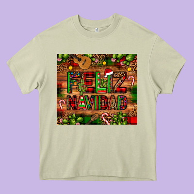 Feliz Navidad Christmas Cactus Leopard Heavy Core Tee Designed By Jahusdesignshop