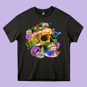 Pride Skull And Transgender Symbol With Peace Heavy Core Tee Designed By Bundleandbundleshop