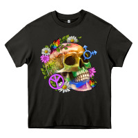 Asphalt Pride Skull And Transgender Symbol With Peace Heavy Core Tee - BundleAndBundleShop