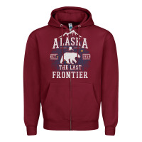 Burgundy Alaska The Last Frontier Zipper Hoodie - lanVoArt