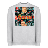 Heather Grey nail queen hand and polish with lights and leopard seamless pattern bb Heavyweight Sweatshirt - BundleAndBundleShop