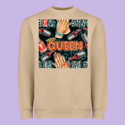 Nail Queen Hand And Polish With Lights And Leopard Seamless Pattern Bb Heavyweight Sweatshirt Designed By Bundleandbundleshop
