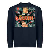 Navy nail queen hand and polish with lights and leopard seamless pattern bb Heavyweight Sweatshirt - BundleAndBundleShop