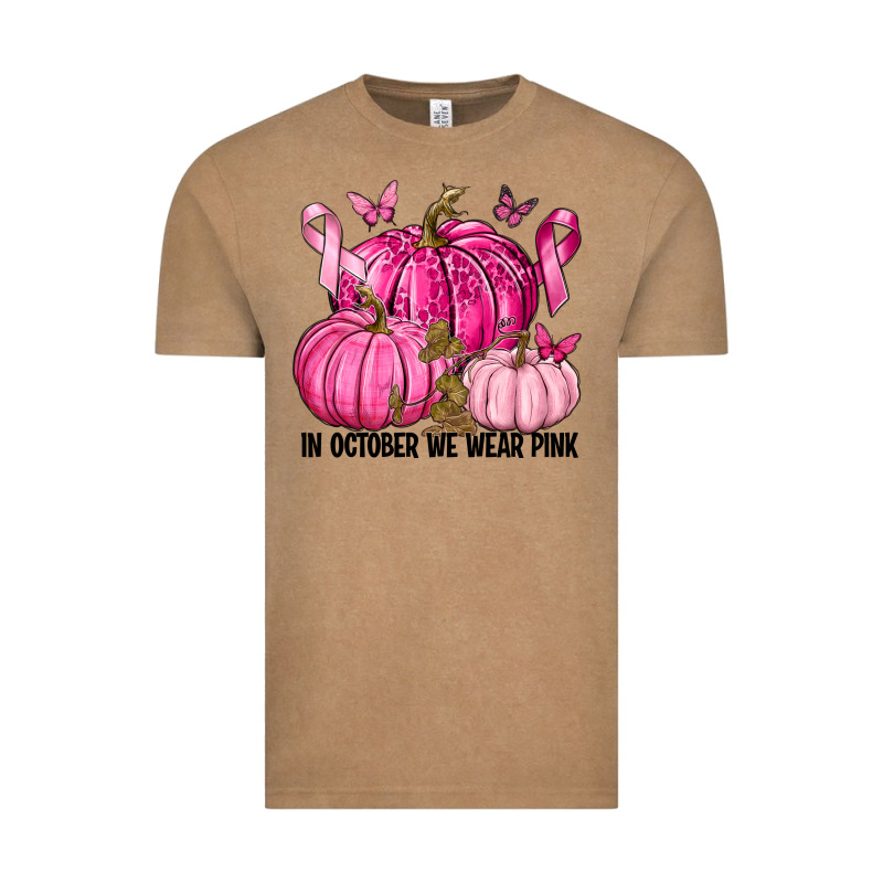In October We Wear Pink With Pumpkin Vintage Tee by texasbilliewilder | Teevron