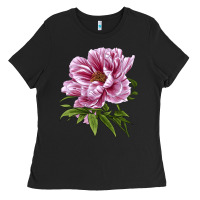 Black Peony Flower Illustrations Ladies Tee - LillyAllenDesigns