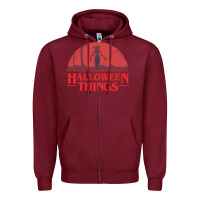 Burgundy Halloween Things Strange Halloween Zipper Hoodie - lanVoArt