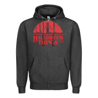 Charcoal Heather Halloween Things Strange Halloween Zipper Hoodie - lanVoArt