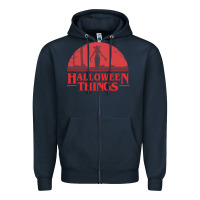 Navy Halloween Things Strange Halloween Zipper Hoodie - lanVoArt