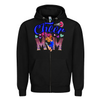 Black Cheer Mom Zipper Hoodie - CowhideDigitalArt