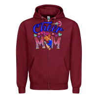Burgundy Cheer Mom Zipper Hoodie - CowhideDigitalArt