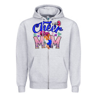 Heather Grey Cheer Mom Zipper Hoodie - CowhideDigitalArt