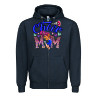 Navy Cheer Mom Zipper Hoodie - CowhideDigitalArt