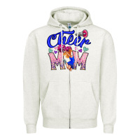 Oatmeal Heather Cheer Mom Zipper Hoodie - CowhideDigitalArt