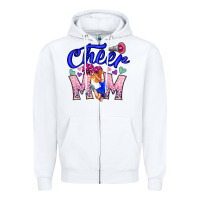 White Cheer Mom Zipper Hoodie - CowhideDigitalArt