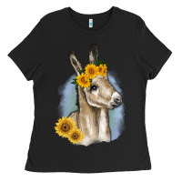 Black Sunflower Baby Donkey Ladies Tee - RanaPortraitStore