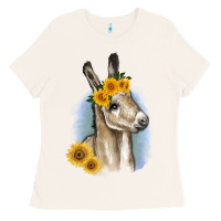 Bone Sunflower Baby Donkey Ladies Tee - RanaPortraitStore