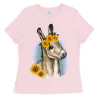 Bubblegum Pink Sunflower Baby Donkey Ladies Tee - RanaPortraitStore