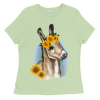 Matcha Sunflower Baby Donkey Ladies Tee - RanaPortraitStore