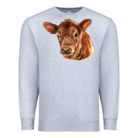 Heather Grey red angus calf face Premium Sweatshirt - LillyAllenDesigns