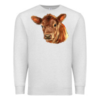 Oatmeal Heather red angus calf face Premium Sweatshirt - LillyAllenDesigns