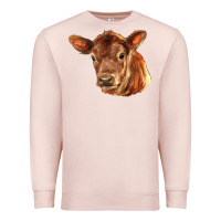 Pale Pink red angus calf face Premium Sweatshirt - LillyAllenDesigns