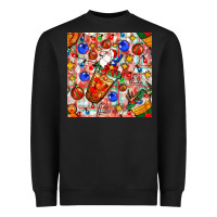 Black christmas coffee cups ornaments and lights with diamond plaid seamless Heavyweight Sweatshirt - BundleAndBundleShop