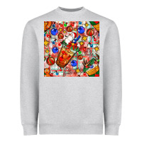 Heather Grey christmas coffee cups ornaments and lights with diamond plaid seamless Heavyweight Sweatshirt - BundleAndBundleShop