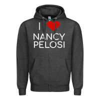 Charcoal Heather Limited Edition I Love Nancy Pelosi Heart Madam Speaker Democratic Pol Zipper Hoodie - lanVoArt