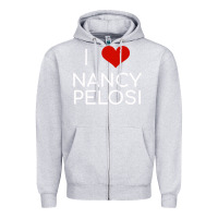 Heather Grey Limited Edition I Love Nancy Pelosi Heart Madam Speaker Democratic Pol Zipper Hoodie - lanVoArt