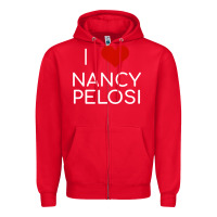 Red Limited Edition I Love Nancy Pelosi Heart Madam Speaker Democratic Pol Zipper Hoodie - lanVoArt