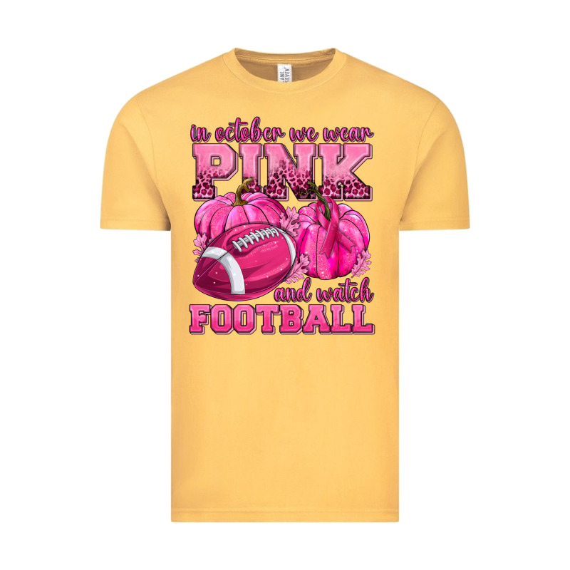 In October We Wear Pink Watch Football Vintage Tee by texasbilliewilder | Teevron