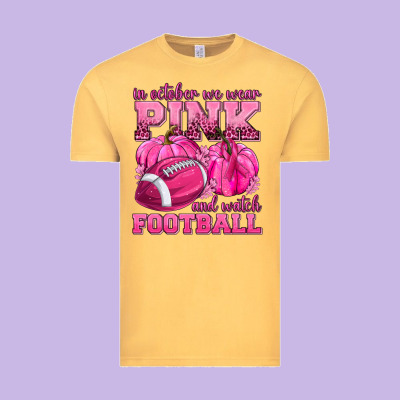 In October We Wear Pink Watch Football Vintage Tee Designed By Texasbilliewilder