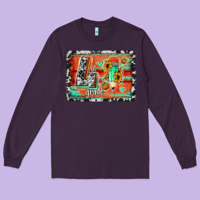 Western Back To School 4th Grade Long Sleeve Tee Designed By Jasminsmagicworld