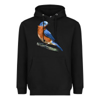 Black Eastern Bluebird Heavyweight Hoodie - LillyAllenDesigns
