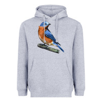 Heather Grey Eastern Bluebird Heavyweight Hoodie - LillyAllenDesigns