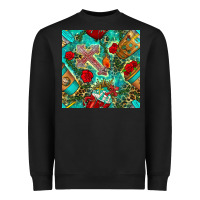 Black faith coffee cup and cross with leopard and roses seamless pattern bbs Heavyweight Sweatshirt - BundleAndBundleShop