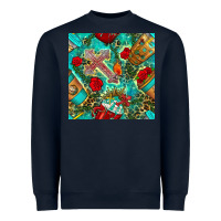Navy faith coffee cup and cross with leopard and roses seamless pattern bbs Heavyweight Sweatshirt - BundleAndBundleShop