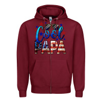 Burgundy Cool Papa American Flag 4th of July Zipper Hoodie - LillyAllenDesigns