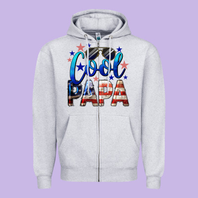 Cool Papa American Flag 4th Of July Zipper Hoodie Designed By Lillyallendesigns