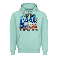 Seafoam Cool Papa American Flag 4th of July Zipper Hoodie - LillyAllenDesigns