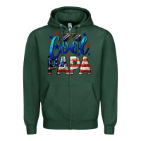Sports Green Cool Papa American Flag 4th of July Zipper Hoodie - LillyAllenDesigns