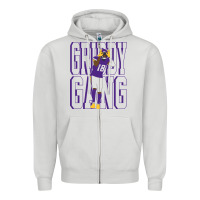 Dove Grey Justin Jefferson -Griddy Gang Zipper Hoodie - lanVoArt