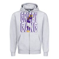 Heather Grey Justin Jefferson -Griddy Gang Zipper Hoodie - lanVoArt