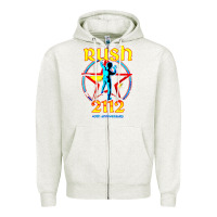Oatmeal Heather rush blue starman 2112  40th anniversary Zipper Hoodie - lanVoArt