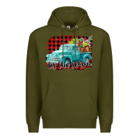 Army Green Tis The Season Christmas Truck Premium Hoodie - FaDigitalArtStudio