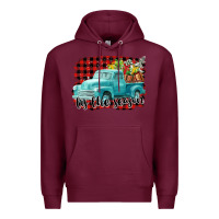 Burgundy Tis The Season Christmas Truck Premium Hoodie - FaDigitalArtStudio