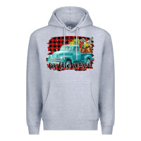 Heather Grey Tis The Season Christmas Truck Premium Hoodie - FaDigitalArtStudio