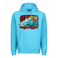 Ocean Blue Tis The Season Christmas Truck Premium Hoodie - FaDigitalArtStudio